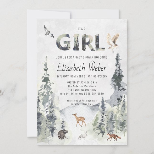 Rustic Forest Woodland Baby Shower Invitation (Front)