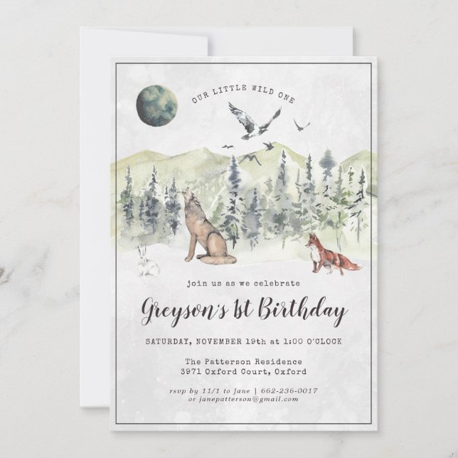 Rustic Forest Woodland Birthday Party Invitation (Front)