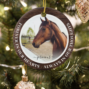 Rustic Forever in our Hearts Horse Memorial Ceramic Tree Decoration