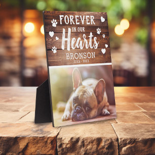 Rustic Forever In Our Hearts Pet Memorial Photo Plaque