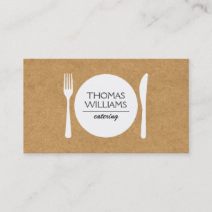 RUSTIC FORK, KNIFE, PLATE LOGO on BUTCHER PAPER Business Card