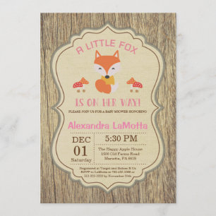Rustic Fox Baby Shower Invitation Girl
