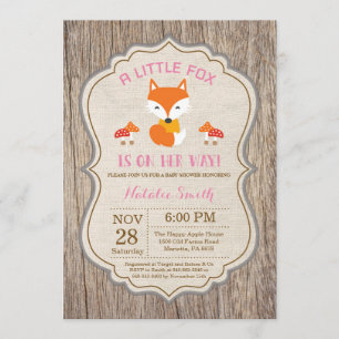 Rustic Fox Baby Shower Invitation Girl