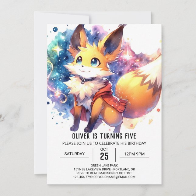 Rustic Fox Birthday  Invitation (Front)