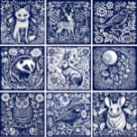 Rustic Fox Ceramic Tile<br><div class="desc">Introducing the Rustic Fox Ceramic Tile from our Woodland Animals collection. This decorative tile features a charming linocut print of a fox in classic navy blue and white. The sweet fox motif pops against the clean navy background. Part of a set of rustic woodland creature tiles perfect for kitchens, bathrooms,...</div>