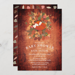 Rustic Fox Cub  Woodland Baby Shower  Invitation