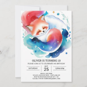Rustic Fox Kids Birthday Fiesta Invitation