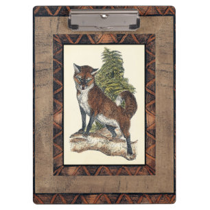 Rustic Fox Stepping on a Tree Trunk Clipboard