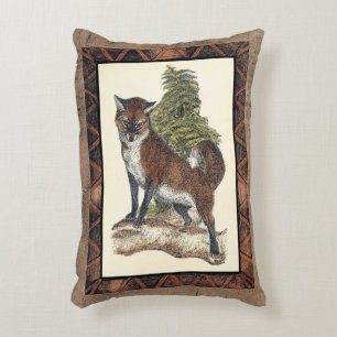 Rustic Fox Stepping on a Tree Trunk Decorative Cushion