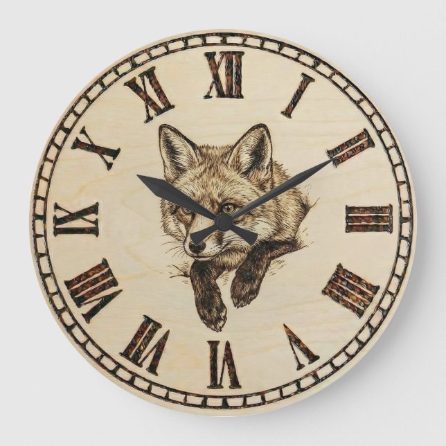 Rustic Fox Wall Clock (Front)