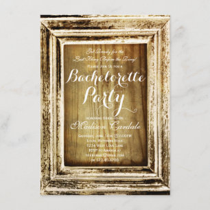 Rustic Frame Barn Wood Bachelorette Party Invites