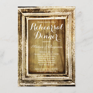 Rustic Frame Barn Wood Rehearsal Dinner Invitation