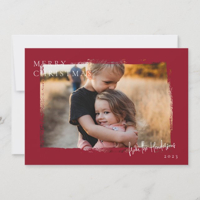 Rustic Frame Modern Christmas Card (Front)
