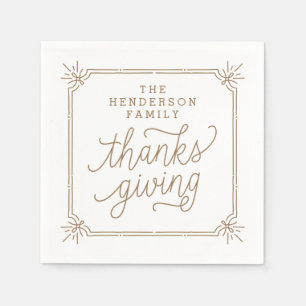 Rustic Frame Personalised Family Thanksgiving Napkin