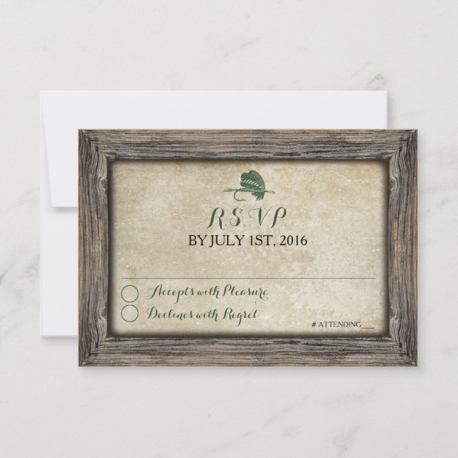 Rustic Framed Fishing Lure RSVP Card (Front)