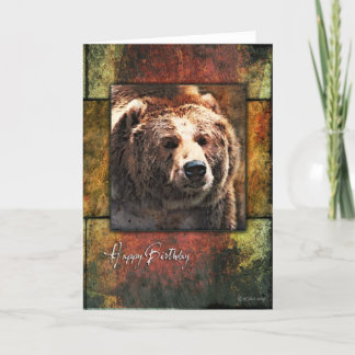 Rustic Framed Grizzly Birthday Card