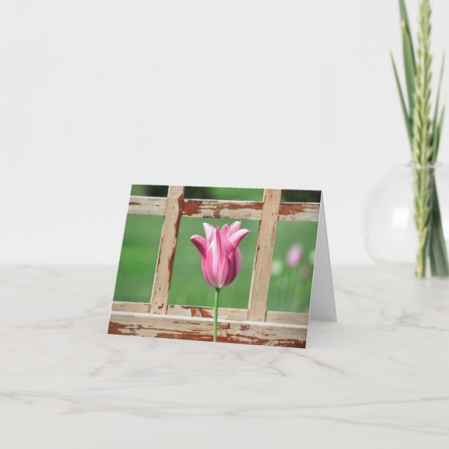 Rustic Framed Tulip Note Card (Front)