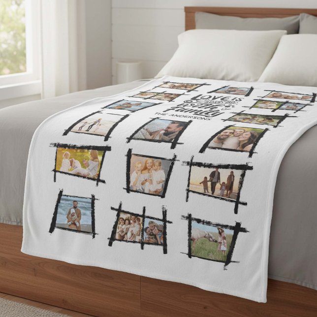 Rustic Frames Black/Wht Love Is Family ID1015 Fleece Blanket (Creator Uploaded)