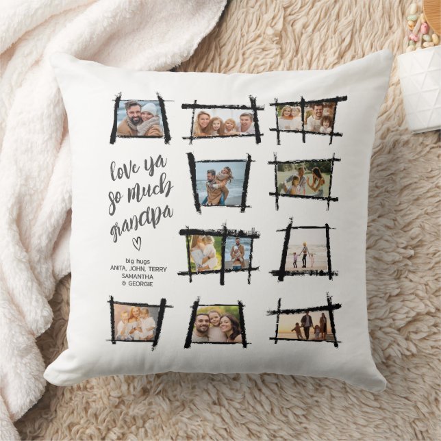 Rustic Frames Black/Wht Love Ya Grandpa ID1015 Cushion (Blanket)