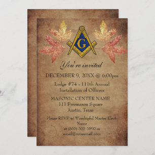 Rustic Freemason Masonry Autumn Fall Masonic Invitation