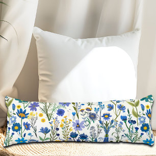 Rustic French Blue Garden Wildflowers Body Cushion