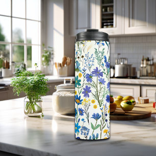 Rustic French Blue Garden Wildflowers Thermal Tumbler