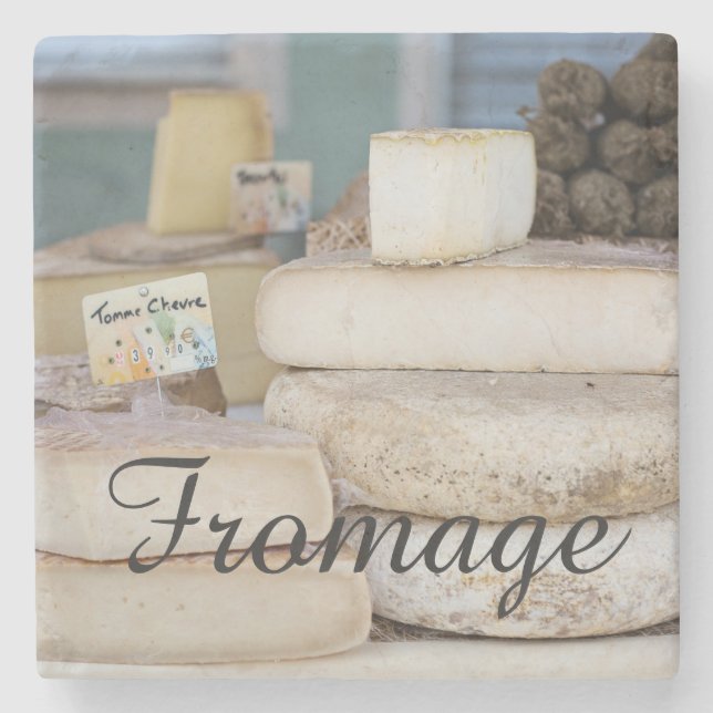 Rustic French Cheese Selection Stone Coaster (Front)