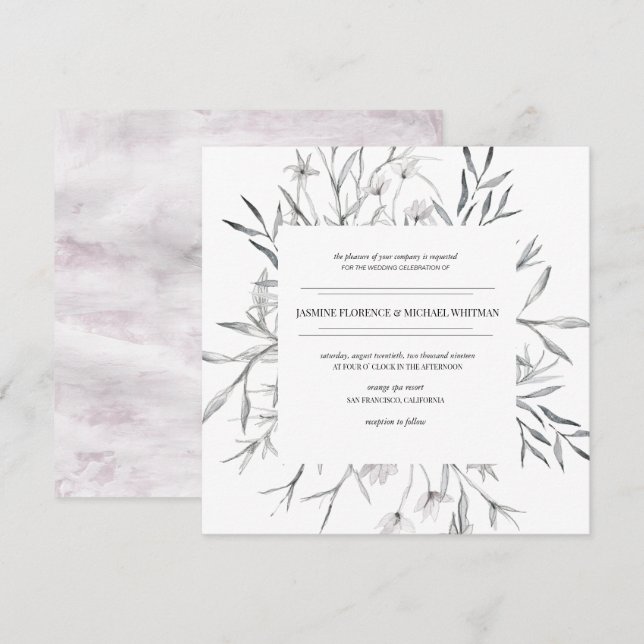 rustic french cottage botanics Wedding Invitation (Front/Back)