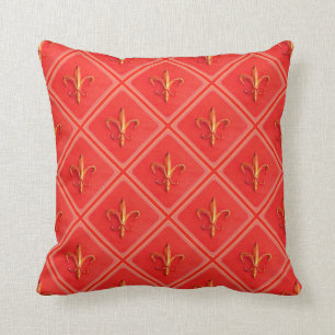Rustic French country fleur de lis diamond pattern Cushion