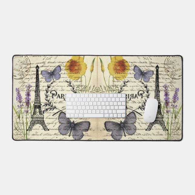rustic french country scripts paris eiffel tower desk mat (Keyboard & Mouse)