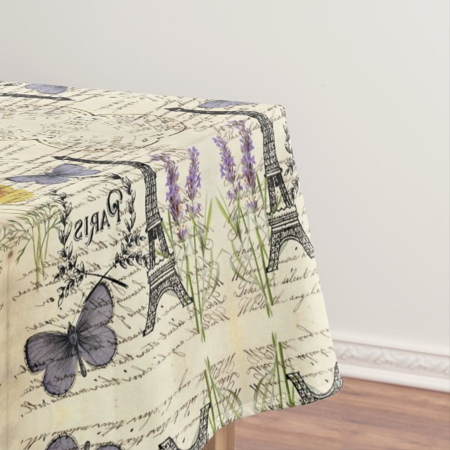 rustic french country scripts paris eiffel tower tablecloth (In Situ)