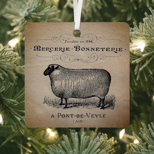 Rustic French Country Sheep Typography Farmhouse Metal Tree Decoration (Insitu)
