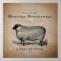 Rustic French Country Sheep Typography Farmhouse 