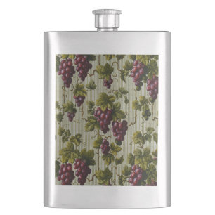 Rustic French Country Vineyard Grapevine Art Hip Flask