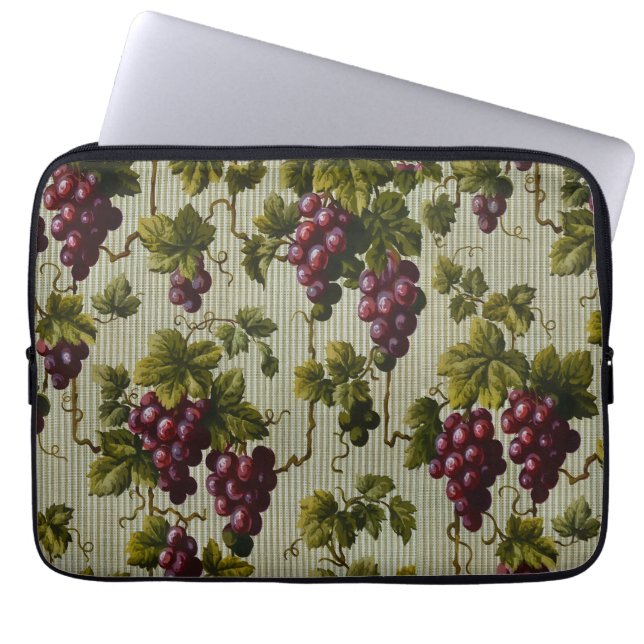 Rustic French Country Vineyard Grapevine Art Laptop Sleeve (Front)