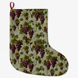 Rustic French Country Vineyard Grapevine Art Large Christmas Stocking