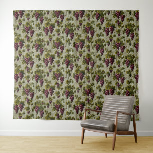 Rustic French Country Vineyard Grapevine Art Tapestry