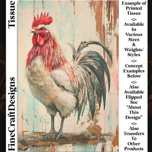 Rustic French Farmhouse Rooster DB6L Decoupage Tissue Paper