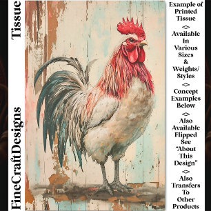 Rustic French Farmhouse Rooster DB6R Decoupage Tissue Paper