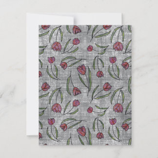 Rustic French Linen Tulip Pattern: Pink Floral Ele Holiday Card