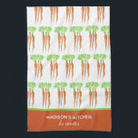 Rustic French Personalised Watercolor Carrots Tea Towel<br><div class="desc">Personalised Handpainted watercolor of three carrots with French text reading les carottes ,  the carrots.</div>