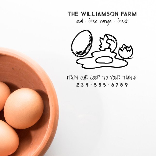 Rustic Fresh Eggs Family Farm Modern Egg Carton  Rubber Stamp (Creator Uploaded)
