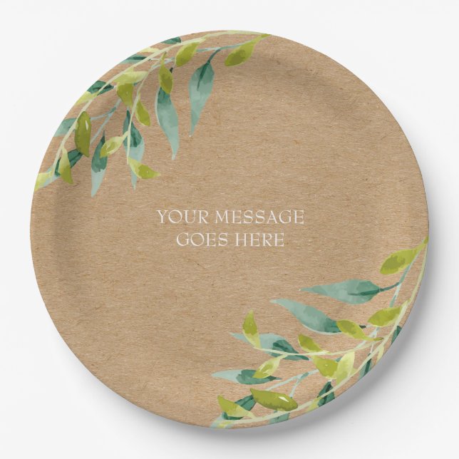 Rustic Fresh Meadow Leaves Paper Plate (Front)