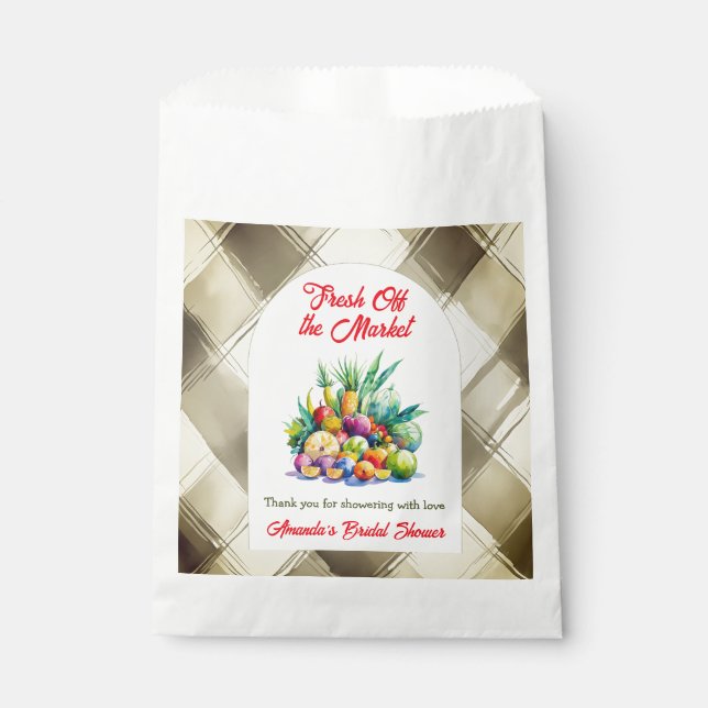 Rustic Fresh Off the Market Fruit Bridal Shower Favour Bags (Front)