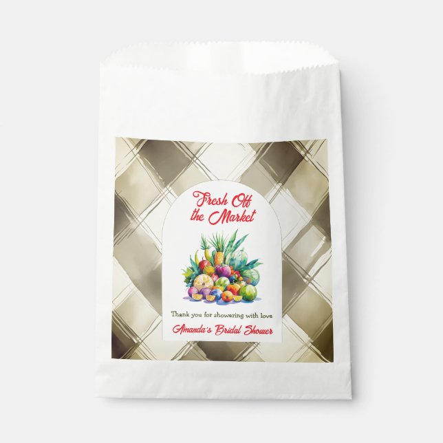 Rustic Fresh Off the Market Fruit Bridal Shower Favour Bags (Front)
