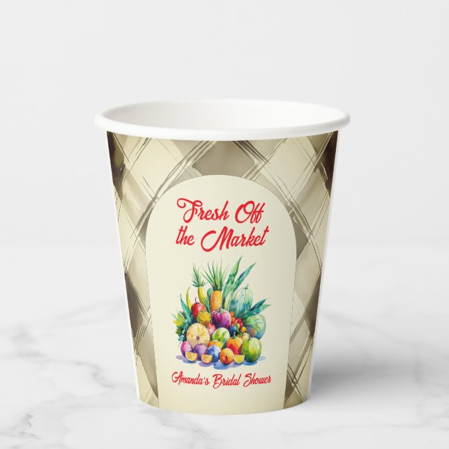 Rustic Fresh Off the Market Fruit Bridal Shower Paper Cups (Front)
