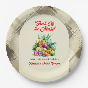 Rustic Fresh Off the Market Fruit Bridal Shower Paper Plate