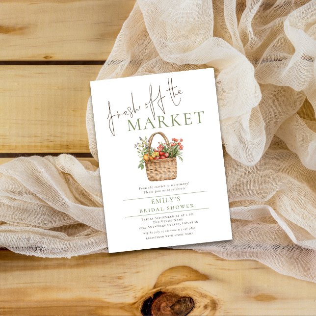 Rustic Fresh off the Market Sage Bridal Shower Invitation (Creator Uploaded)