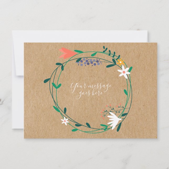Rustic Fresh Spring Floral Garland Thank You Card (Front)