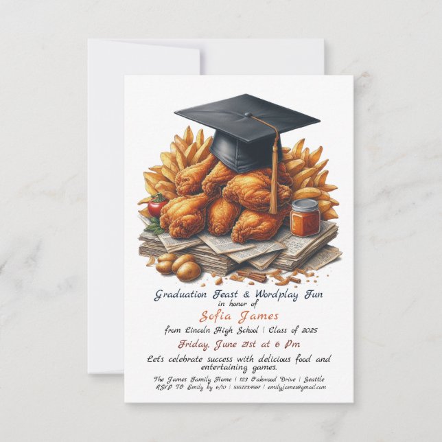 Rustic Fried Chicken Graduation Party Invitation (Front)